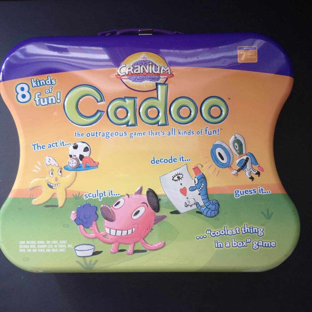Cranium Cadoo Family Board Game from 2003 Lunchbox Tin Edition Ages 7+